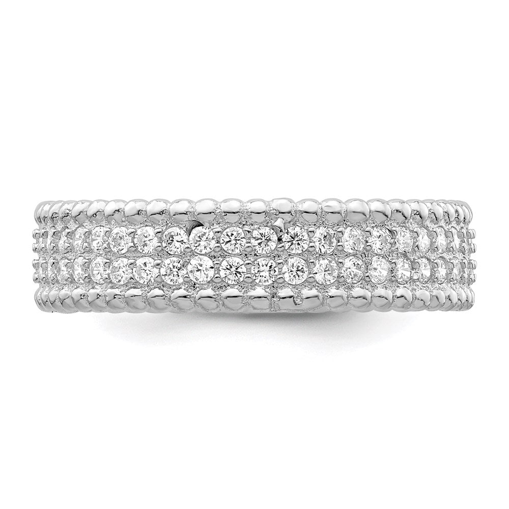 Sterling Silver Rhodium-plated Polished CZ 5.0mm Band