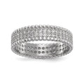 Sterling Silver Rhodium-plated Polished CZ 5.0mm Band