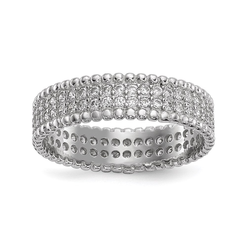 Sterling Silver Rhodium-plated Polished CZ 5.0mm Band