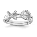 Sterling Silver Rhodium-plated CZ X & O 2-Ring Set