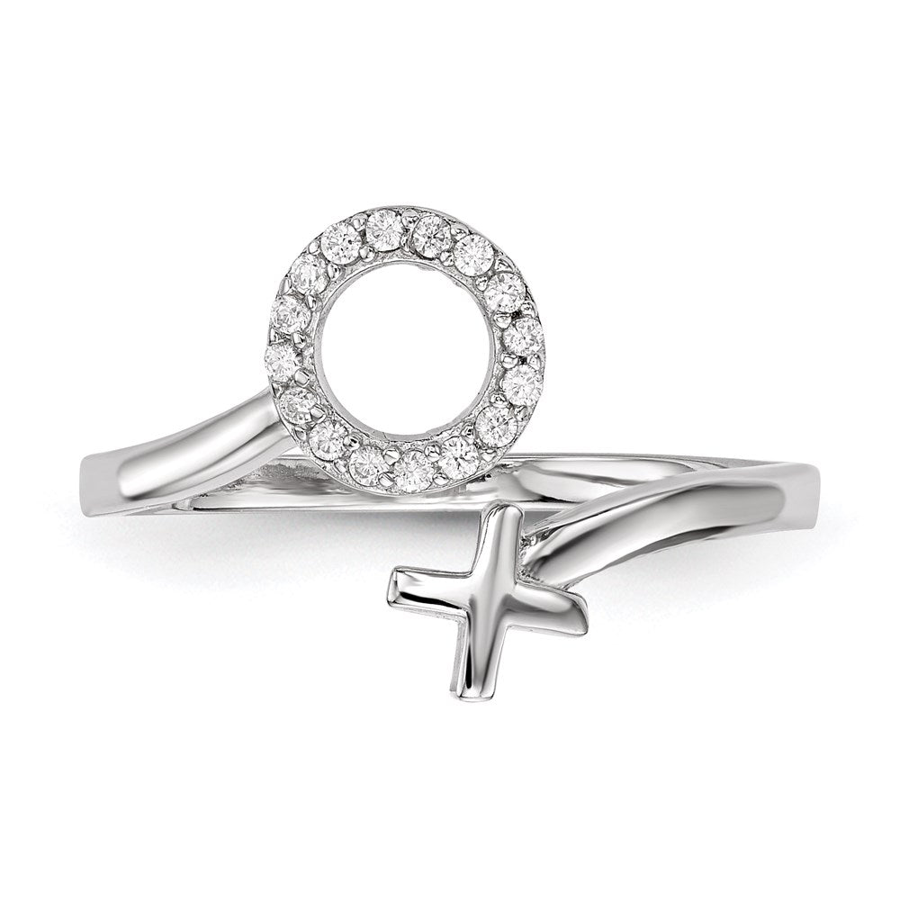 Sterling Silver Rhodium-plated X and O CZ Ring