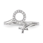 Sterling Silver Rhodium-plated X and O CZ Ring