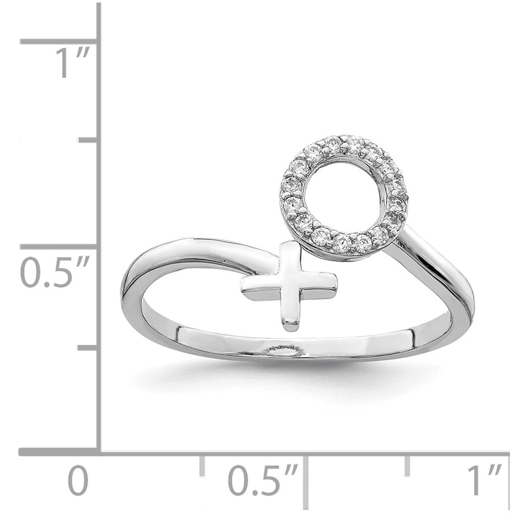 Sterling Silver Rhodium-plated X and O CZ Ring