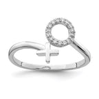 Sterling Silver Rhodium-plated X and O CZ Ring