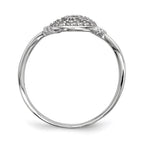 Sterling Silver Rhodium-plated CZ Heart Lock and Key Ring