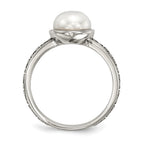 Sterling Silver w/14k Antiqued 8mm Button FWC Pearl Set of 3 Rings