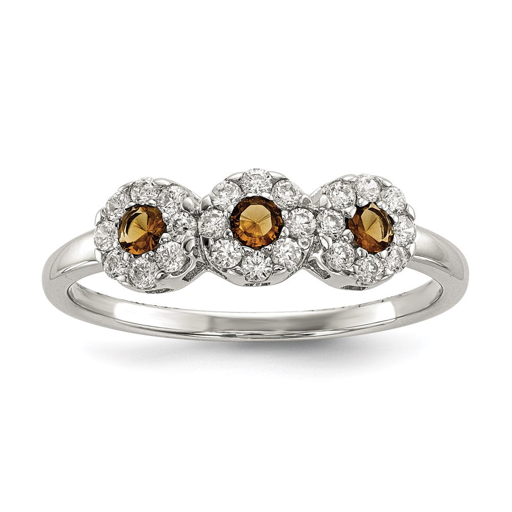 Sterling Silver Champagne CZ Ring