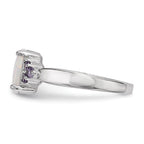Sterling Silver Rhodium-plated Oval Created Opal w/Purple CZ Ring