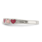 Sterling Silver Rhodium-plated Children's Enameled Hearts Ring
