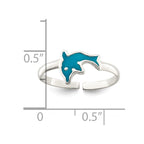 Sterling Silver Polished Enameled Dolphin Toe Ring