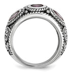 Sterling Silver Rhod w/14k Pink Qrtz Rhodolite GA & Pink Tourmaline Ring