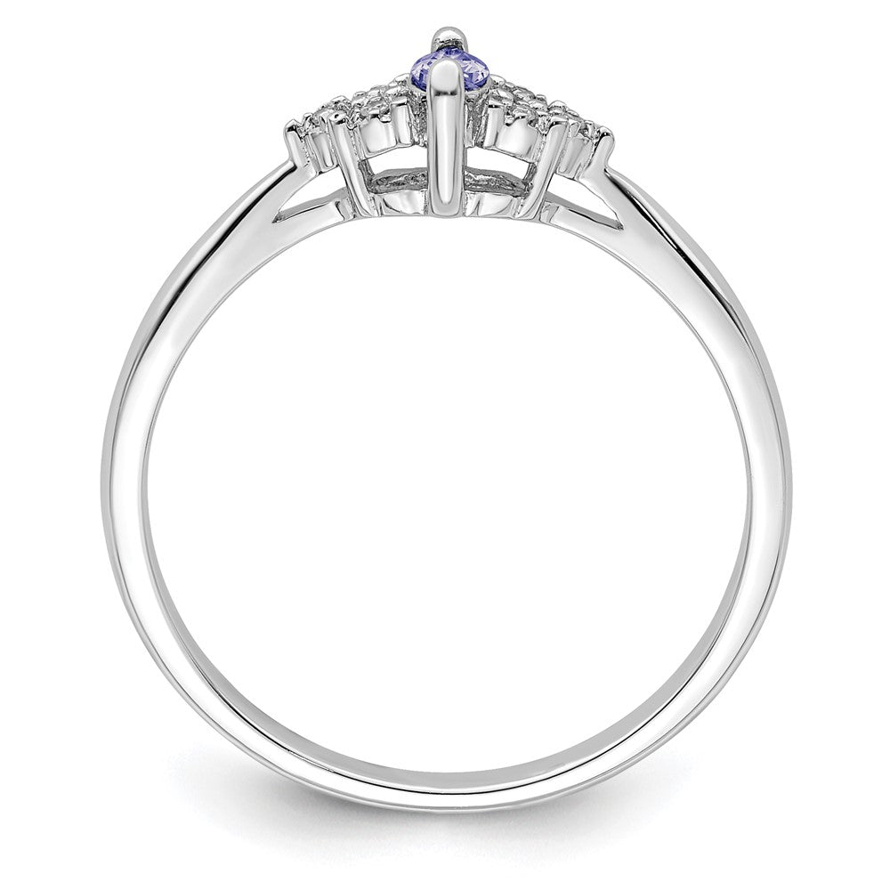 Sterling Silver Rhodium Diam. and Tanzanite Ring