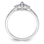 Sterling Silver Rhodium Diam. and Tanzanite Ring