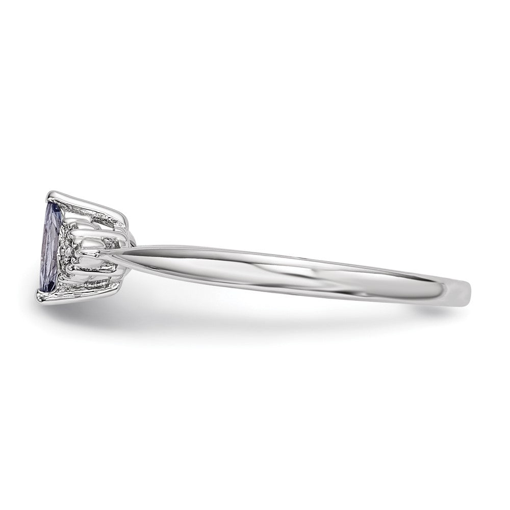 Sterling Silver Rhodium Diam. and Tanzanite Ring