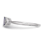 Sterling Silver Rhodium Diam. and Tanzanite Ring