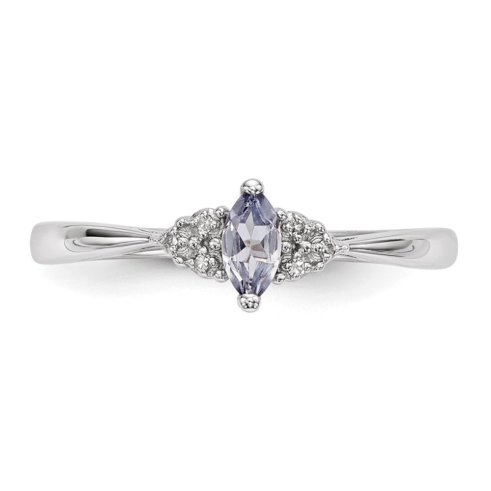 Sterling Silver Rhodium Diam. and Tanzanite Ring
