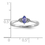 Sterling Silver Rhodium Diam. and Tanzanite Ring