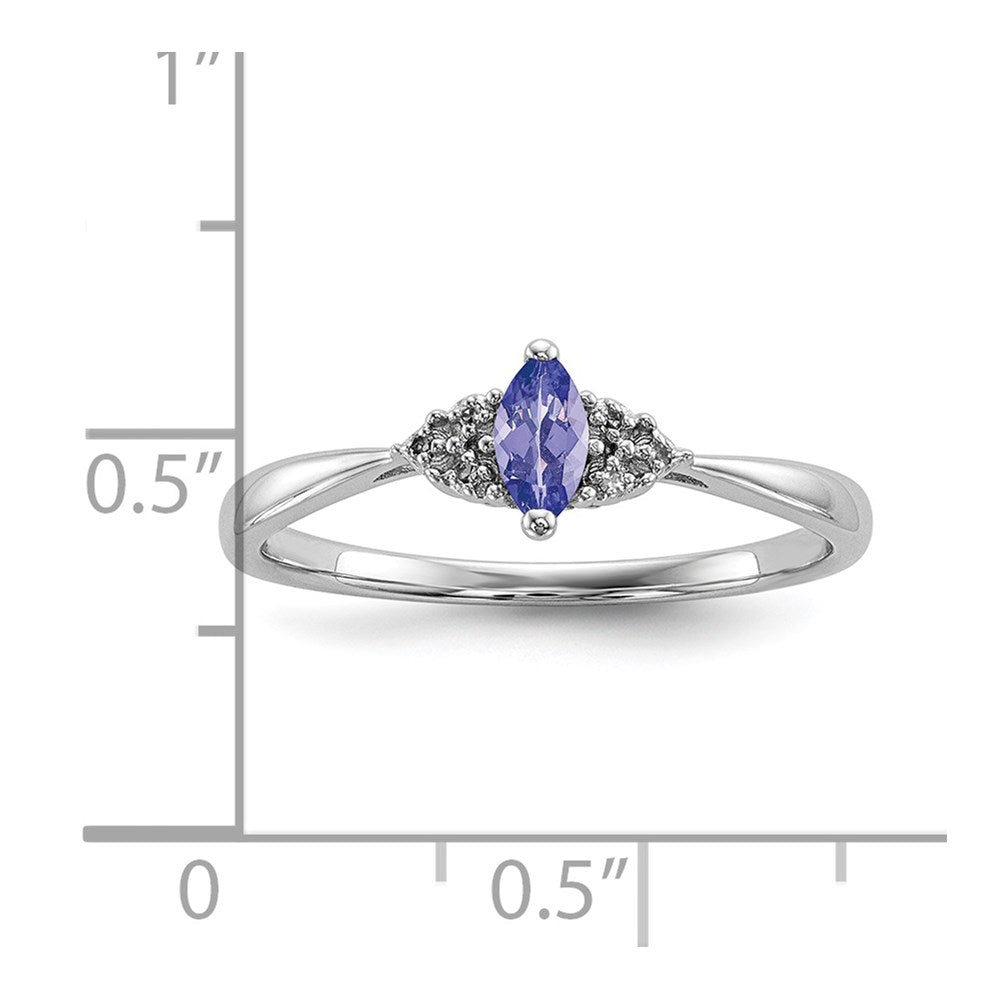 Sterling Silver Rhodium Diam. and Tanzanite Ring