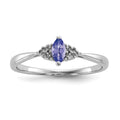 Sterling Silver Rhodium Diam. and Tanzanite Ring