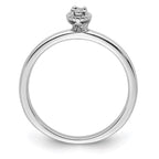 Sterling Silver Rhodium Plated Polished Diamond Ring