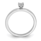 Sterling Silver Rhodium Plated Polished Diamond Heart Shape Ring