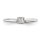 Sterling Silver Rhodium Plated Polished Diamond Heart Shape Ring