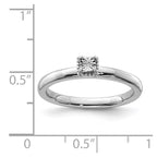 Sterling Silver Rhodium Plated Polished Diamond Square Shape Ring