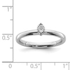 Sterling Silver Rhodium Plated Polished Diamond Marquise Shape Ring