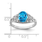 Sterling Silver Rhodium Blue Topaz Ring