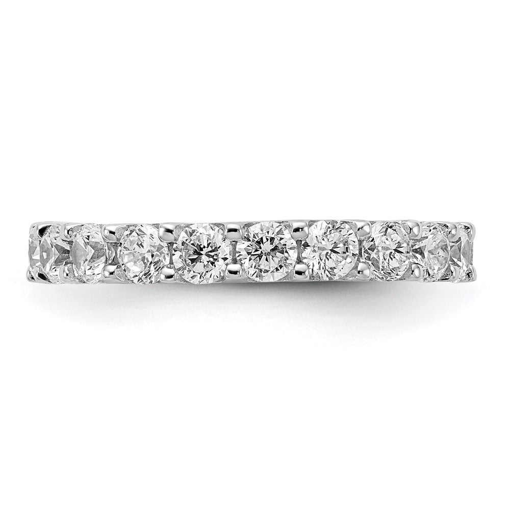 Sterling Shimmer Sterling Silver Rhodium-plated 3mm CZ 21 Stone Eternity Band
