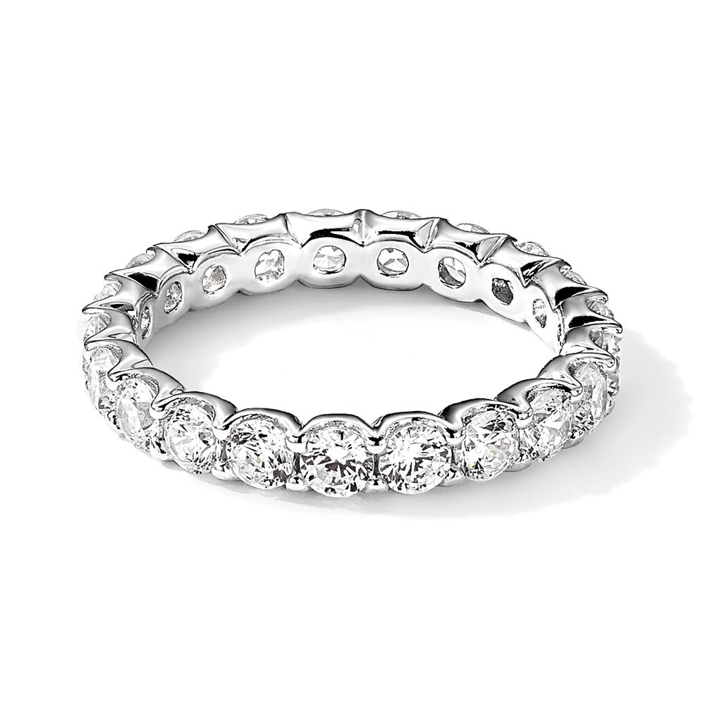 Sterling Shimmer Sterling Silver Rhodium-plated 3mm CZ 21 Stone Eternity Band