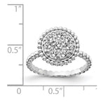 Sterling Shimmer Sterling Silver Rhodium-plated 8 Stone CZ Round Beaded Ring