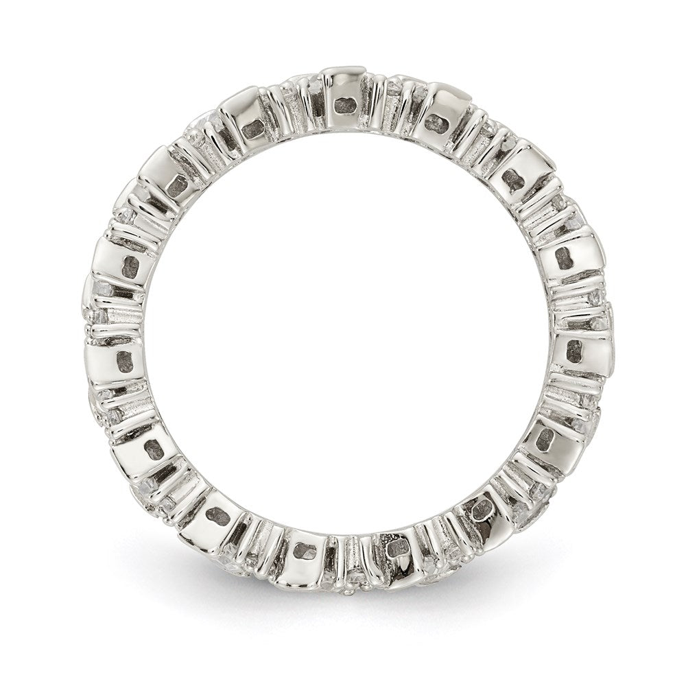 Sterling Shimmer Sterling Silver Rhodium-plated 45 Stone CZ Fancy Eternity Band