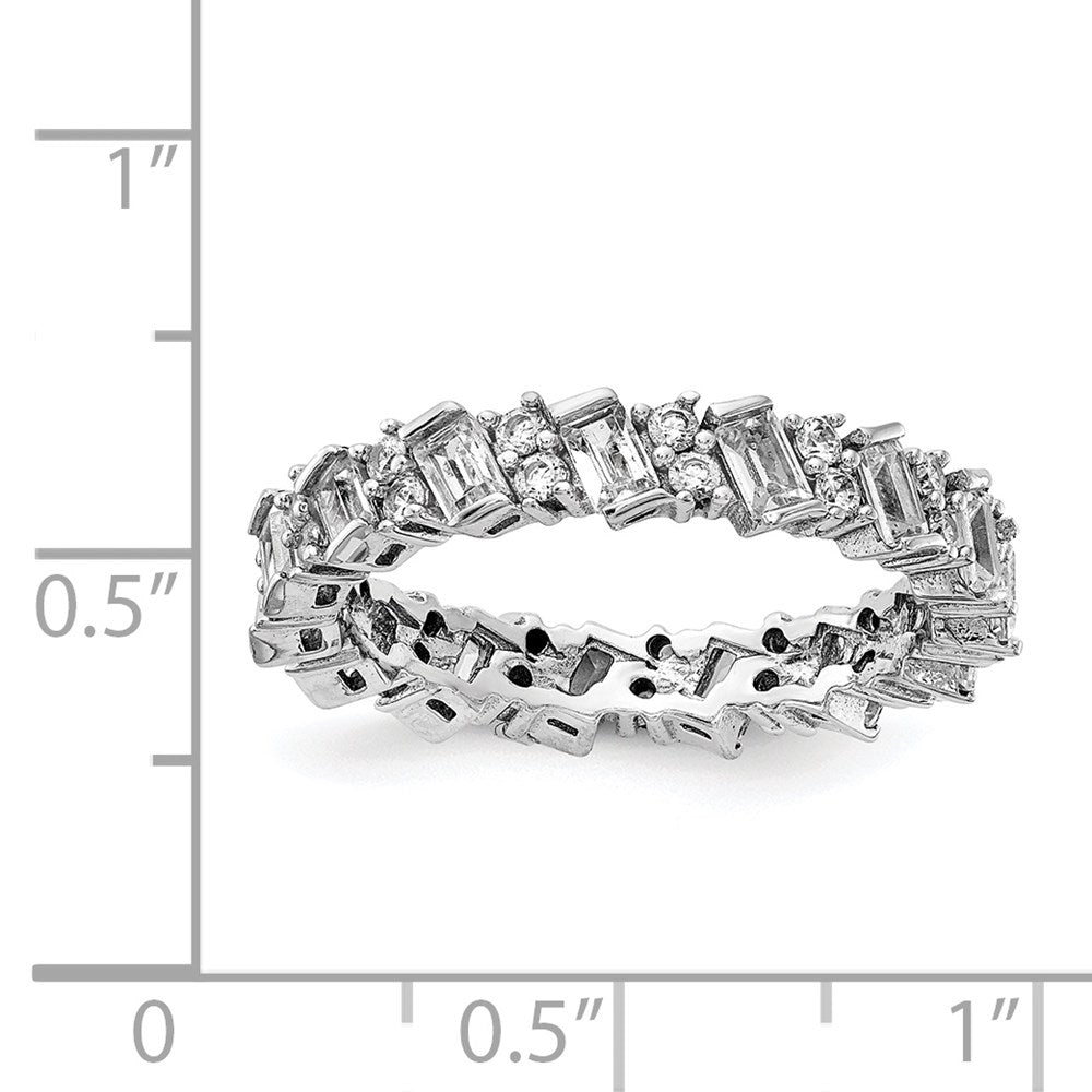 Sterling Shimmer Sterling Silver Rhodium-plated 45 Stone CZ Fancy Eternity Band