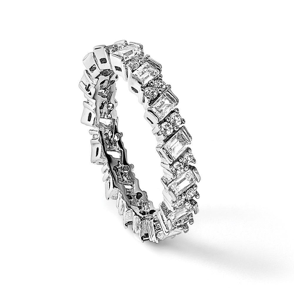 Sterling Shimmer Sterling Silver Rhodium-plated 45 Stone CZ Fancy Eternity Band