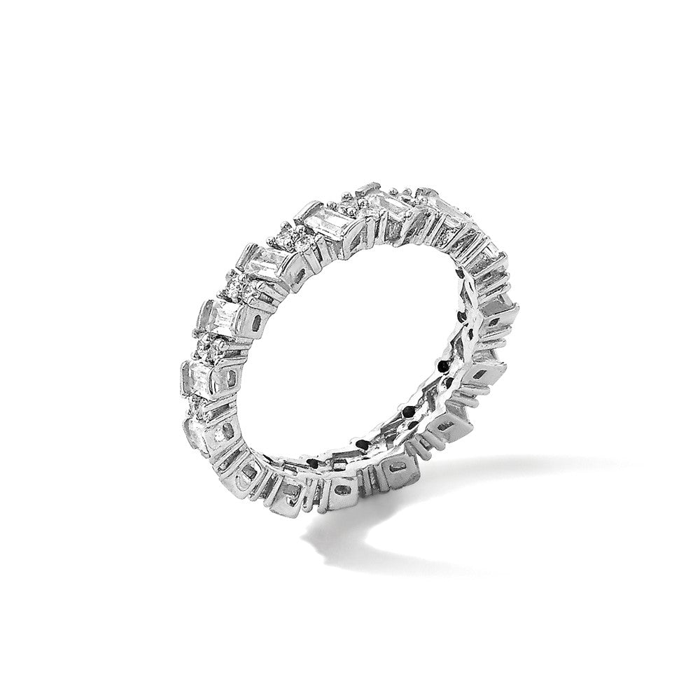 Sterling Shimmer Sterling Silver Rhodium-plated 45 Stone CZ Fancy Eternity Band