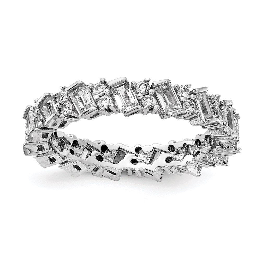 Sterling Shimmer Sterling Silver Rhodium-plated 45 Stone CZ Fancy Eternity Band