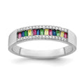 Prizma Sterling Silver Rhodium-plated Colorful Baguette and White CZ Ring