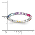 Prizma Sterling Silver Rhodium-plated Colorful CZ Eternity Band Ring