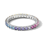 Prizma Sterling Silver Rhodium-plated Colorful CZ Eternity Band Ring