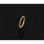 Prizma Sterling Silver Gold-tone 14K Flash Gold-plated Colorful CZ Eternity Band Ring