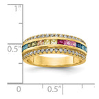 Prizma Sterling Silver Gold-tone 14K Flash Gold-plated Channel-Set Colorful and White CZ Ring