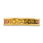 Prizma Sterling Silver Gold-tone 14K Flash Gold-plated Channel-Set Colorful CZ Eternity Band Ring