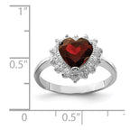 Sterling Silver Rhodium-plated Garnet & CZ Ring