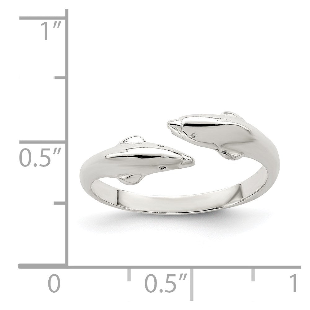 Sterling Silver Polished Dolphin Toe Ring
