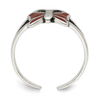 Sterling Silver Antiqued Red Enameled Butterfly Toe Ring