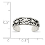 Sterling Silver Antiqued Floral Toe Ring