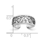 Sterling Silver Antiqued Floral Toe Ring
