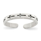 Sterling Silver Antiqued Crosses Toe Ring