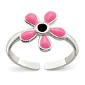 Sterling Silver Pink Enameled Floral Toe Ring